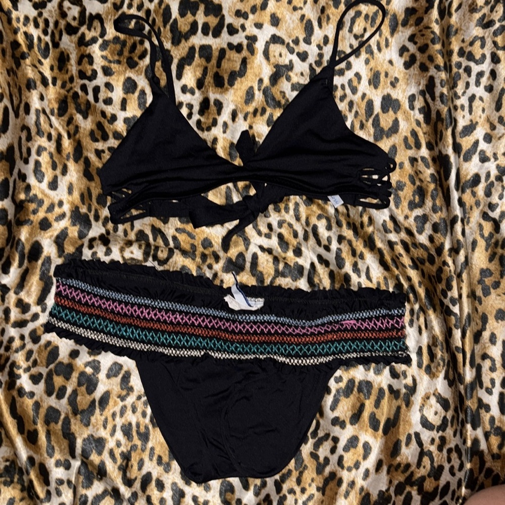 Black bikini with multicolor pattern